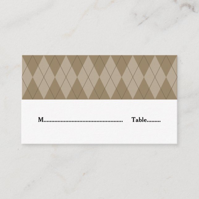 Tarjeta De Mesa Mocha Argyle Boda Place Card (Anverso)
