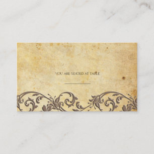 Tarjeta De Mesa Mocha Vintage Damask Swirl Bodas Placecards