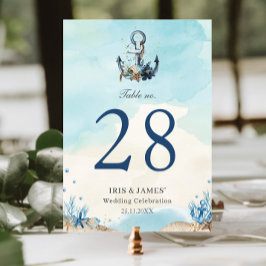 Tarjeta De Mesa Moda Anchor Náutico Playa Boda moderno