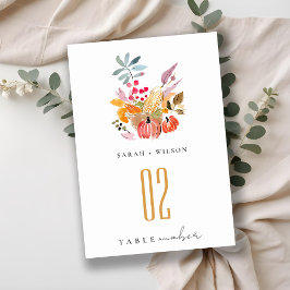 Tarjeta De Mesa Moda Boda de acuarela de cosecha otoño