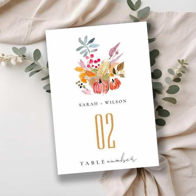 Tarjeta De Mesa Moda Boda de acuarela de cosecha otoño (Subido por el creador)