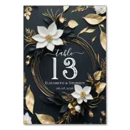Tarjeta De Mesa Moda Boda de la guirnalda floral de oro blanco Núm