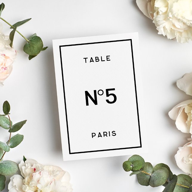 Tarjeta De Mesa Moda Boda francés mínimo negro y blanco (Subido por el creador)