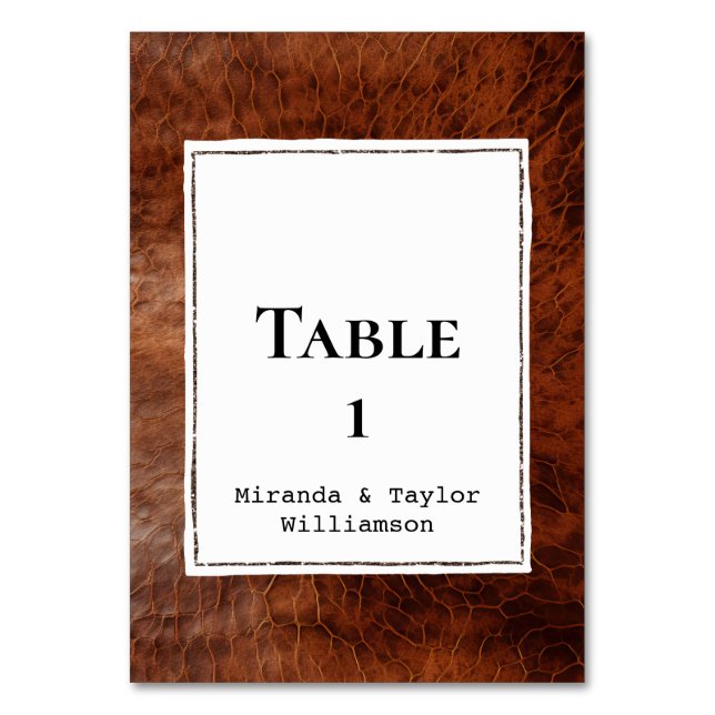 Tarjeta De Mesa Moda Brown Faux Leather (Anverso)