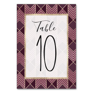 Tarjeta De Mesa Moda Burgundy Gold Arrowhead Chevron Geométrico