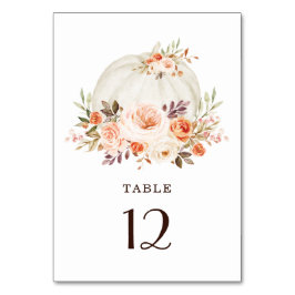 Tarjeta De Mesa Moda Caída Calabaza Blanca Peach Naranja Floral