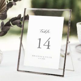 Tarjeta De Mesa Moda Caligrafía Boda Plata Número de tabla