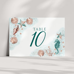 Tarjeta De Mesa Moda costera Fiesta Verde azulado de los arrecif