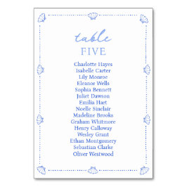 Tarjeta De Mesa Moda costera Shell borde elegante Boda azul