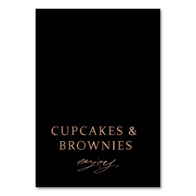 Tarjeta De Mesa moda de oro rosa negro moderno Buffet Food Labels (Anverso)