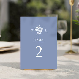 Tarjeta De Mesa Moda Dusty Blue Modern Boda Floral