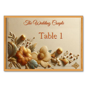 Tarjeta De Mesa Moda, elegancia Cremas y textura floral de cuero