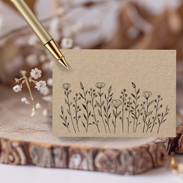 Tarjeta De Mesa Moda Elegante Flor Silvestre Simple Rústico Person (Chic Elegant Wildflower Simple Rustic Custom Kraft Wedding Party Place Card
)