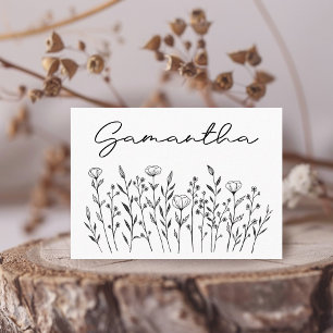Tarjeta De Mesa Moda Elegante Línea de Flores Silvestres Arte Pers