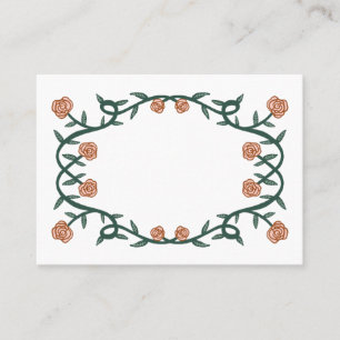 Tarjeta De Mesa Moda Elegante Marco Rosa Frasco Floral Verde Rosa