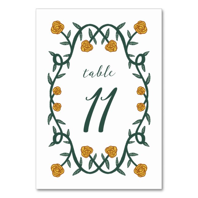 Tarjeta De Mesa Moda Elegante Marco Rosa Frasco Floral VerdeOro (Anverso)