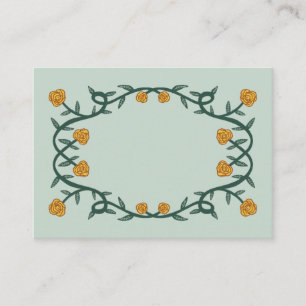 Tarjeta De Mesa Moda Elegante Marco Rosa Frasco Floral VerdeOro