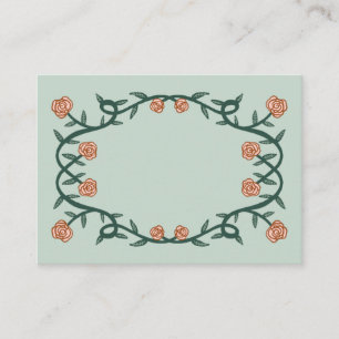 Tarjeta De Mesa Moda Elegante Marco Rosa Frasco Floral VerdeRosa
