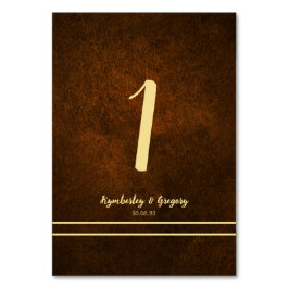 Tarjeta De Mesa Moda elegante marrón oscuro oro texturado