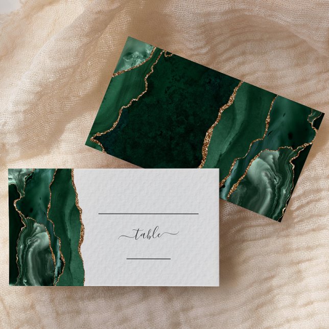 Tarjeta De Mesa Moda Esmeralda Verde Oro Agate Boda Escort (Subido por el creador)