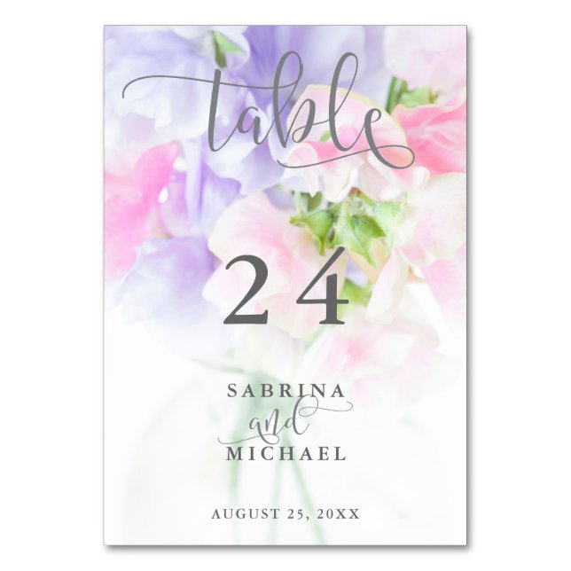 Tarjeta De Mesa Moda FLORAL BODA PÁGINAS DULCES (Anverso)