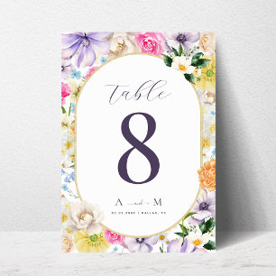 Tarjeta De Mesa Moda floral Jardín brillante Monograma Boda elegan