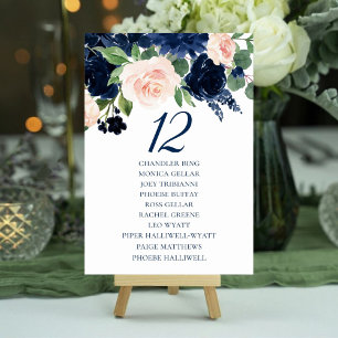 Tarjeta De Mesa Moda florece Nombres de invitados florales de la