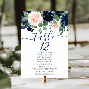Tarjeta De Mesa Moda florece Nombres de invitados florales de la