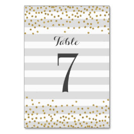 Tarjeta De Mesa Moda Gray Gold Stripe Bridal Shower Fiesta Boda