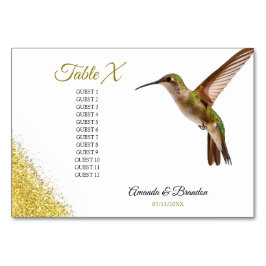 Tarjeta De Mesa Moda Green Hummingbird y Gold Dust Boda
