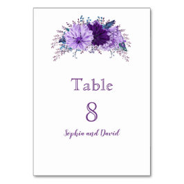 Tarjeta De Mesa Moda Lavender Floral Pluma Morado Número de tabla