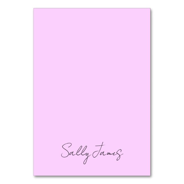 Tarjeta De Mesa Moda Lilac moderno y nombre de firma negro (Anverso)