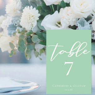 Tarjeta De Mesa Moda Mint Green Typography White Spring Wedding