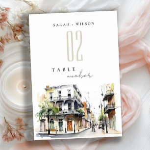 Tarjeta De Mesa Moda Nueva Orleans Louisiana Watercolor Boda