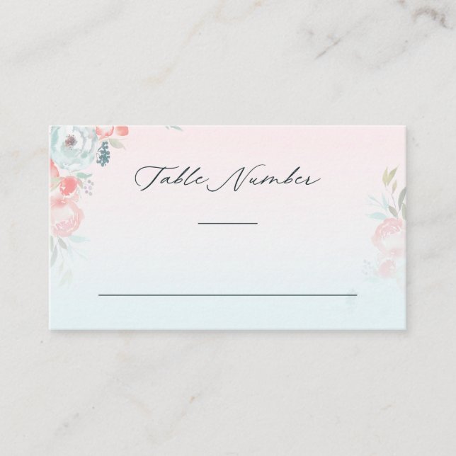 Tarjeta De Mesa Moda Ombre número de mesa de casamiento de jardín  (Anverso)