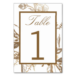 Tarjeta De Mesa Moda Oro y Boda floral Metalizado Faux