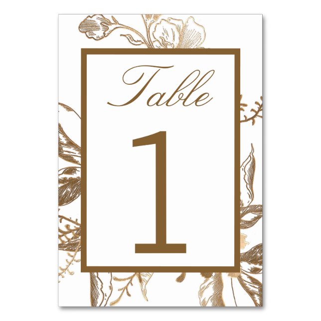 Tarjeta De Mesa Moda Oro y Boda floral Metalizado Faux (Anverso)