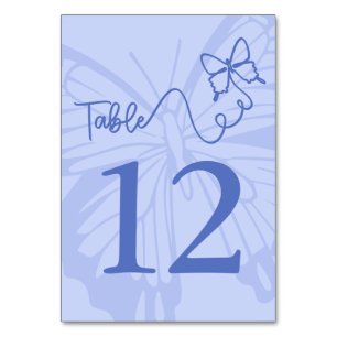 Tarjeta De Mesa Moda Pale Blue Butterfly Garden Wedding
