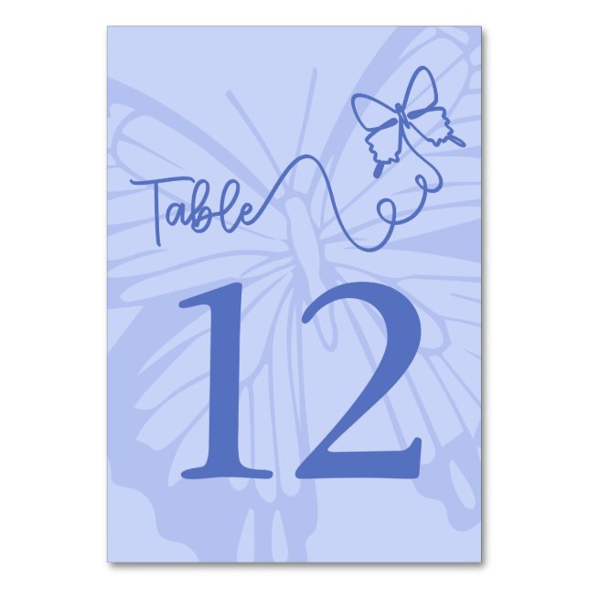 Tarjeta De Mesa Moda Pale Blue Butterfly Garden Wedding (Anverso)