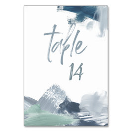 Tarjeta De Mesa Moda Pinceles abstractos de color azul turbio y pá