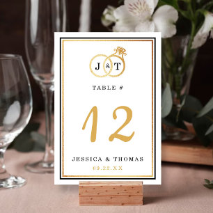 Tarjeta De Mesa Moda Relieve metalizado dorado falso Monograma Bod