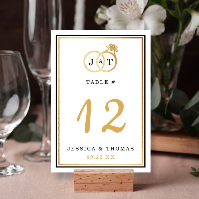 Tarjeta De Mesa Moda Relieve metalizado dorado falso Monograma Bod (Subido por el creador)