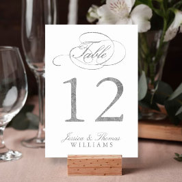 Tarjeta De Mesa Moda Relieve metalizado plateado falso Boda Número