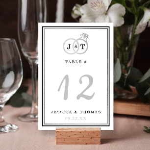 Tarjeta De Mesa Moda Relieve metalizado plateado falso Monograma B