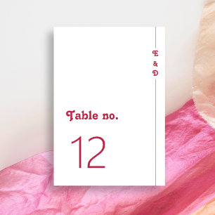 Tarjeta De Mesa Moda Retro verano Boda de monograma rosa caliente