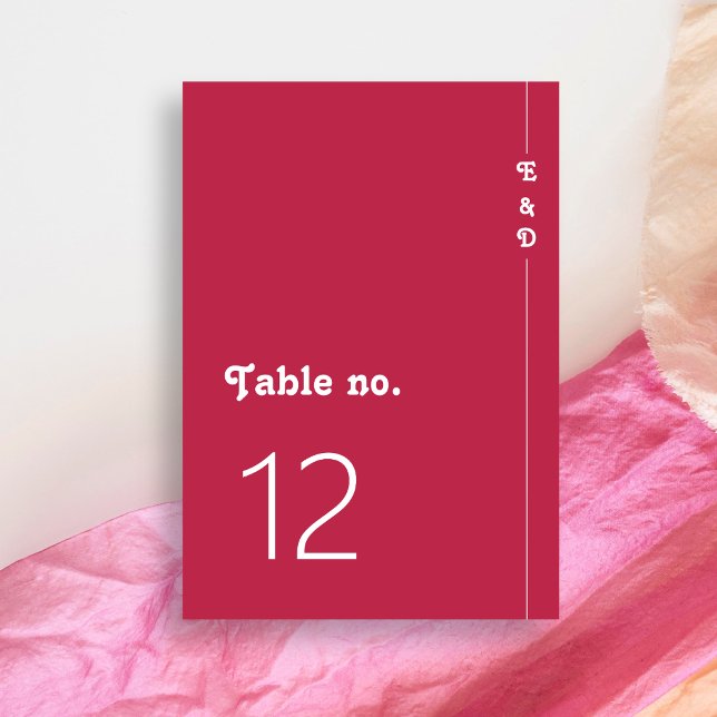 Tarjeta De Mesa Moda Retro Verano brillante Boda Monograma rosa ca (Subido por el creador)