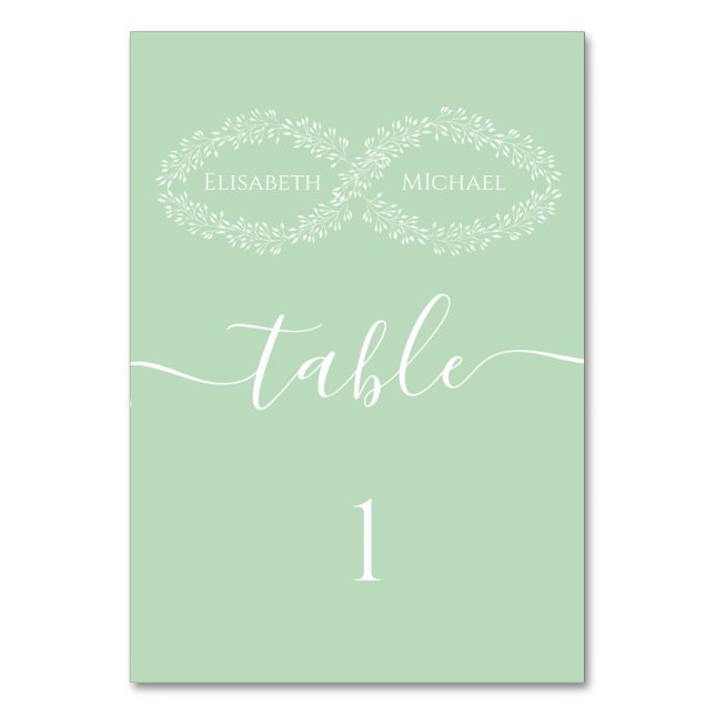 Tarjeta De Mesa Moda romántica botánica de neo-mint infinito elega (Anverso)
