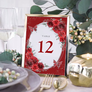 Tarjeta De Mesa Moda Roses Roses Roses Plata Mariposa Floral Quinc