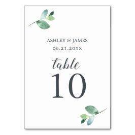 Tarjeta De Mesa Moda Script Eucalyptus Foliage Boda mínimo
