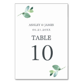 Tarjeta De Mesa Moda Script Eucalyptus Foliage Boda mínimo